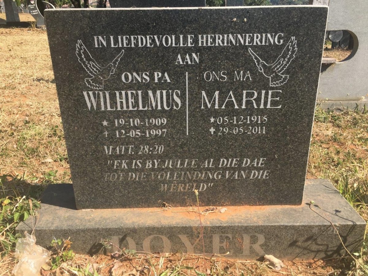 DOYER Wilhelmus 1909-1997 &amp; Marie nee WAREING 1915-2011