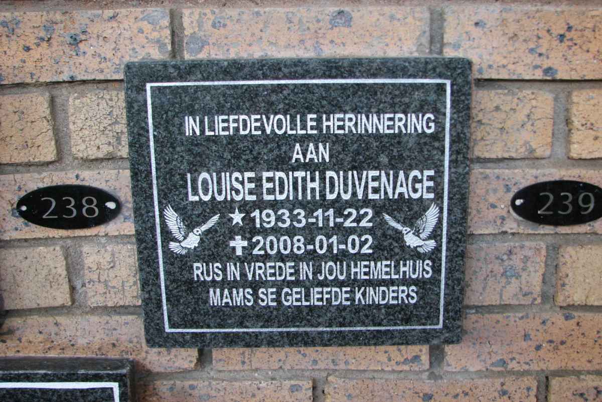 DUVENAGE Louise Edith 1933-2008