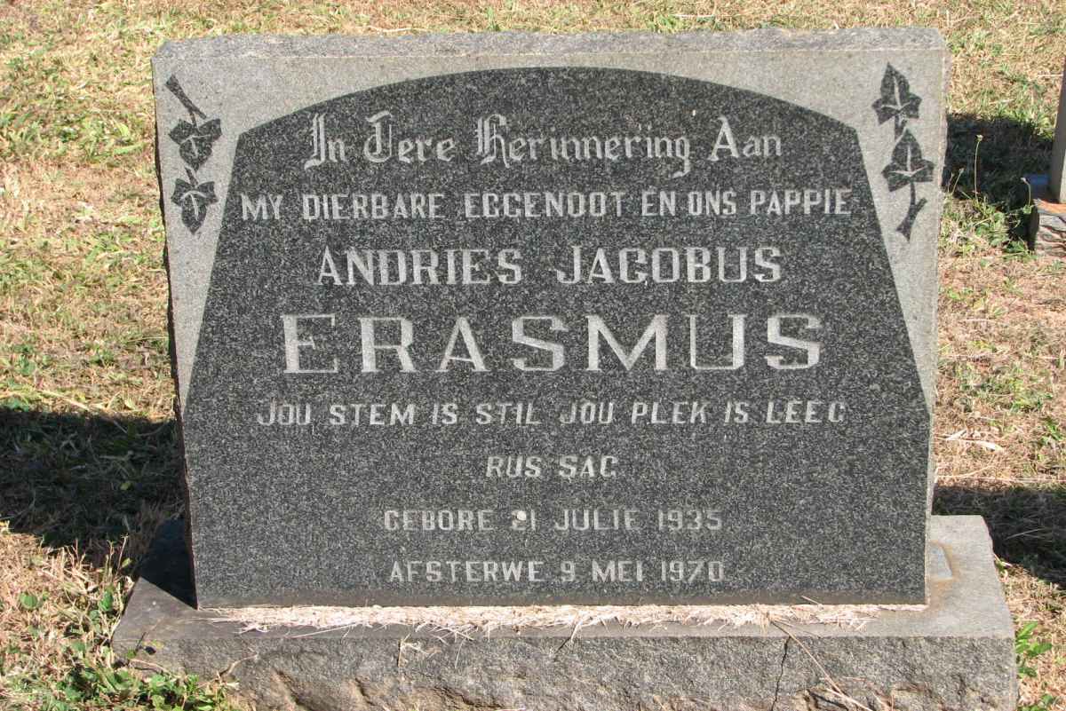 ERASMUS Andries Jacobus 1935-1970