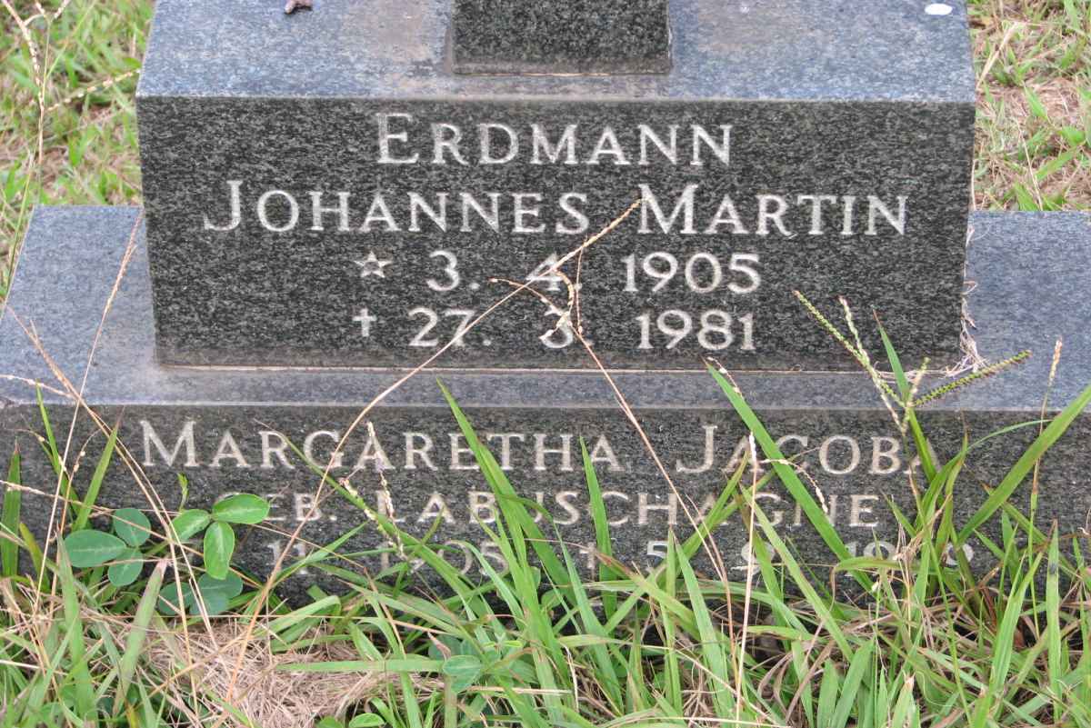 ERDMANN Johannes Martin 1905-1981 &amp; Margaretha Jacoba LABUSCHAGNE 1905-19?9