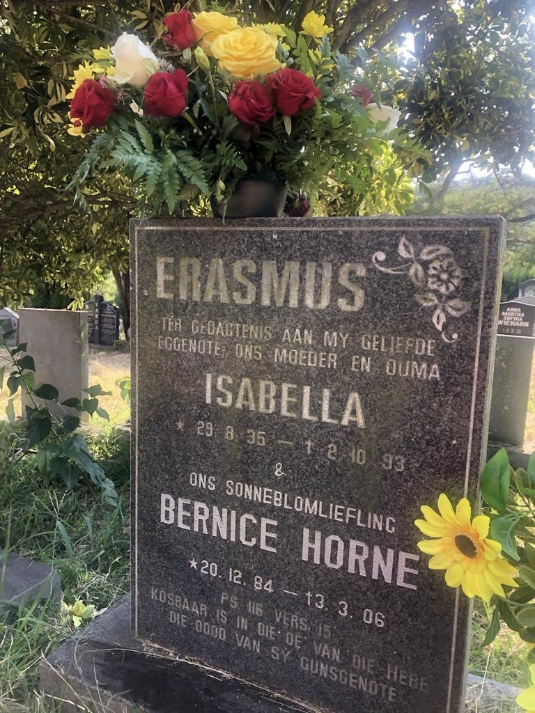ERASMUS Isabella 1935-1993 :: HORNE Bernice 1984-2006