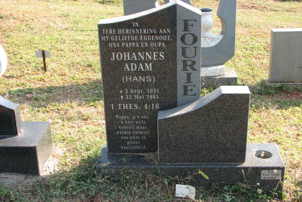 FOURIE Johannes Adam 1931-2001