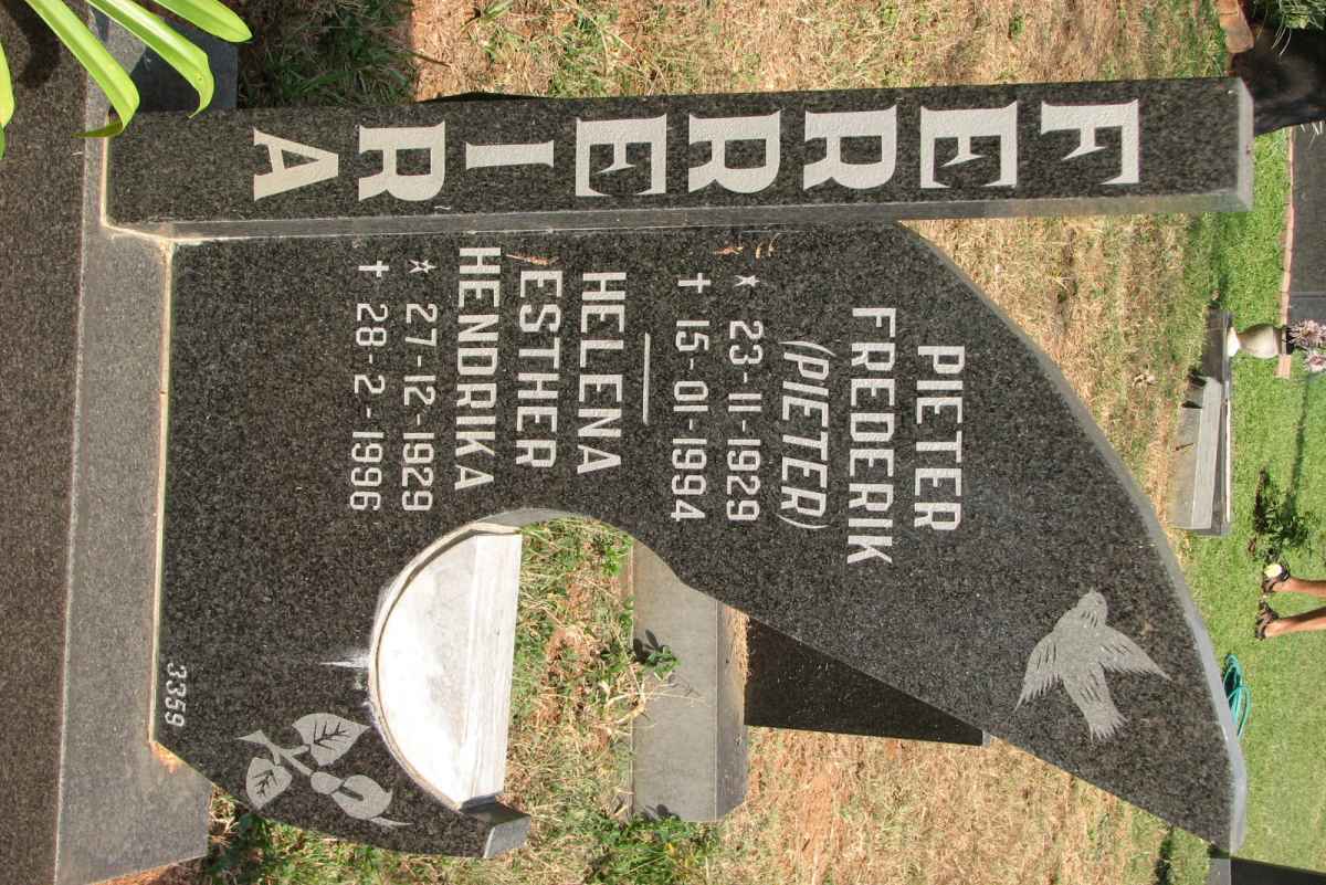 FERREIRA Pieter Frederik 1929-1994 &amp; Helena Esther Hendrika 1929-1996