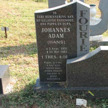 FOURIE Johannes Adam 1931-2001