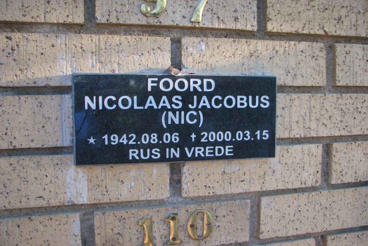 FOORD Nicolaas Jacobus 1942-2000