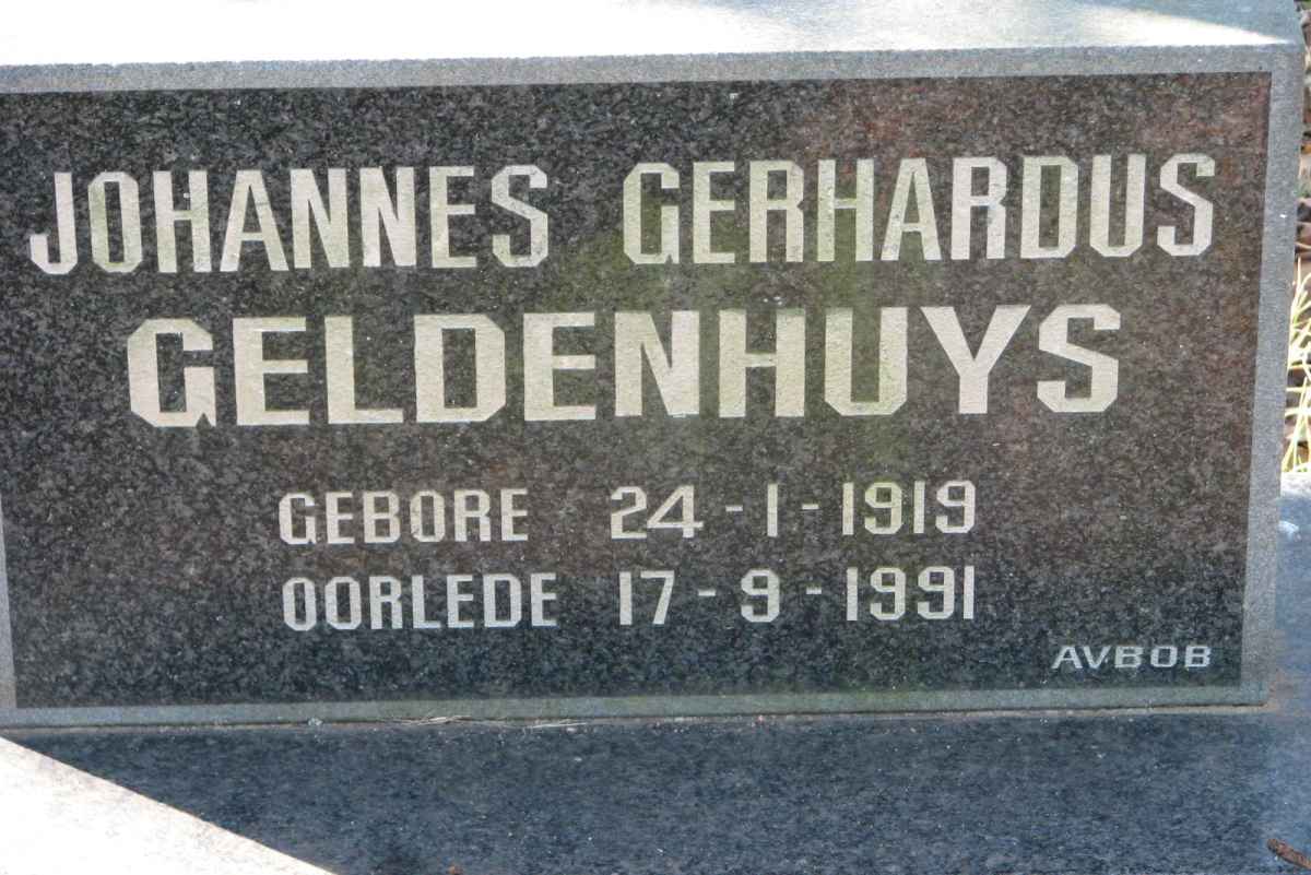 GELDENHUYS Johannes Gerhardus 1919-1991
