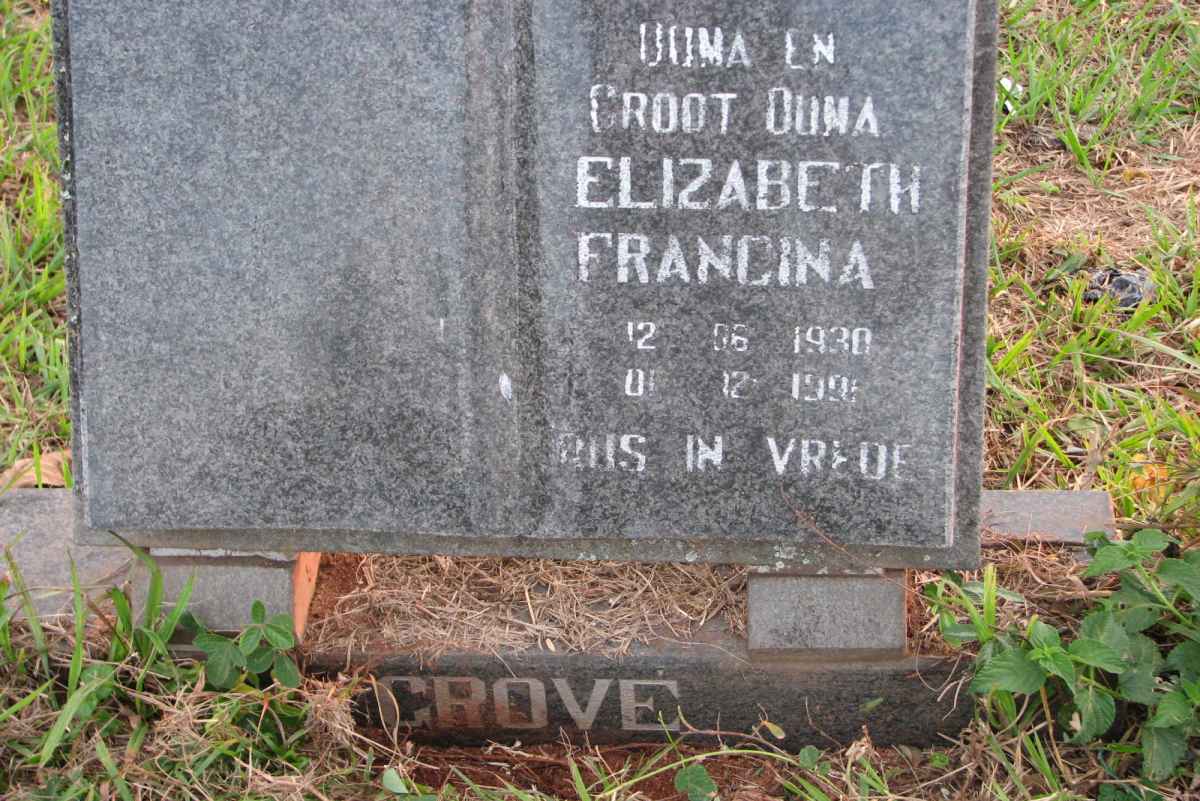 GROVE Elizabeth Francina 1930-199?