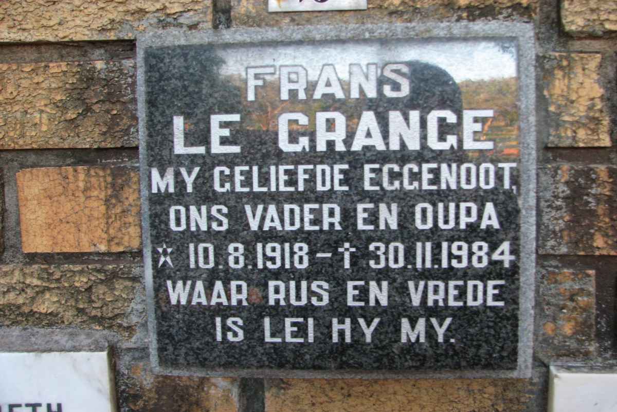 GRANGE Frans, le 1918-1984