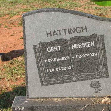 HATTINGH Gert 1929-2003 &amp; Hermien 1929-