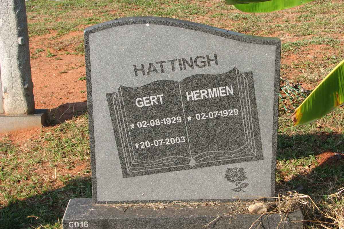 HATTINGH Gert 1929-2003 &amp; Hermien 1929-