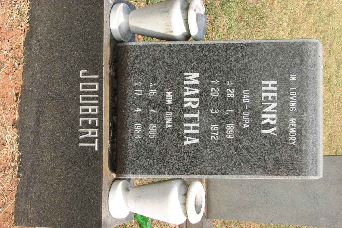 JOUBERT Henry 1899-1972 &amp; Martha 1906-1988