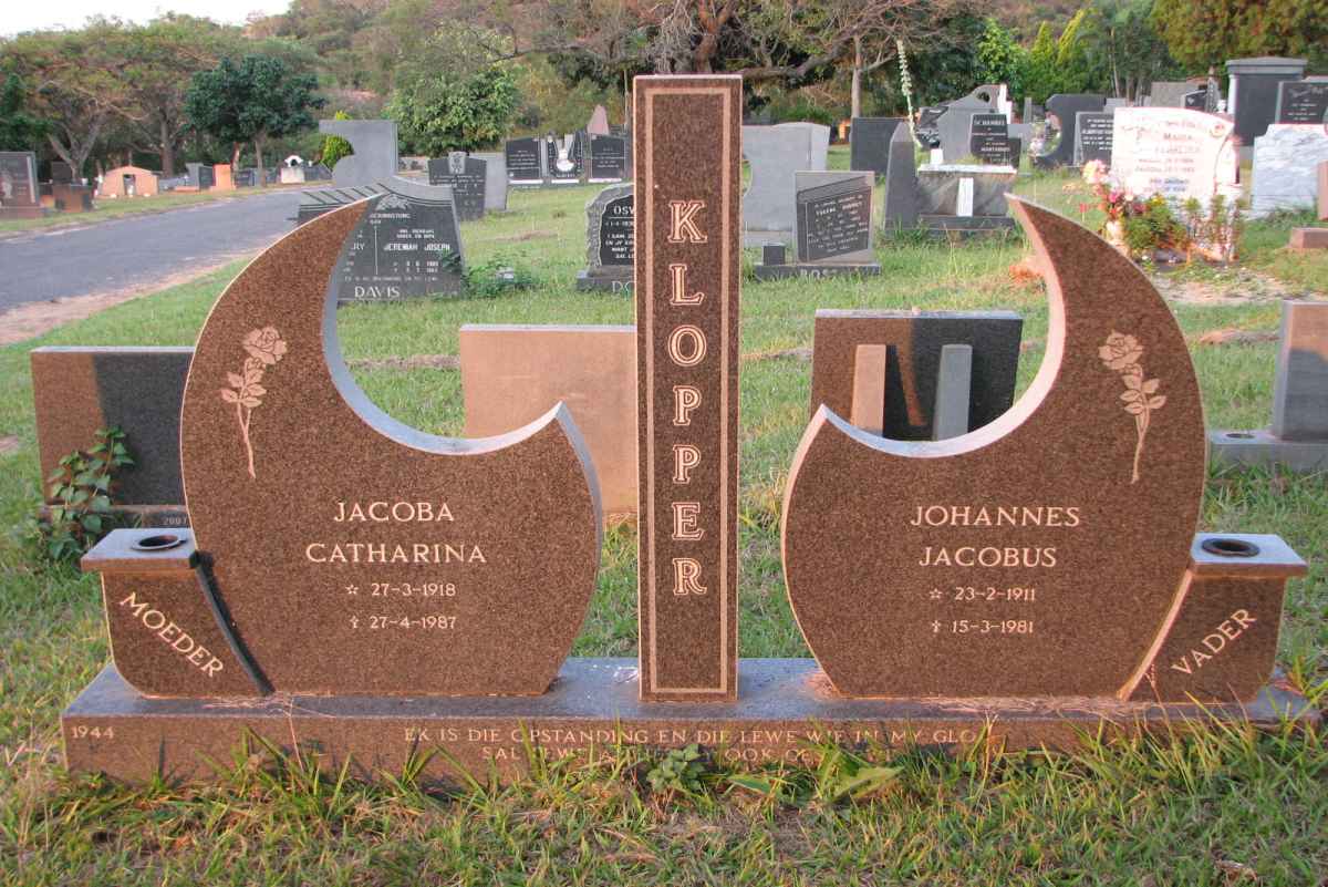 KLOPPER Johannes Jacobus 1911-1981 &amp; Jacoba Catharina 1918-1987