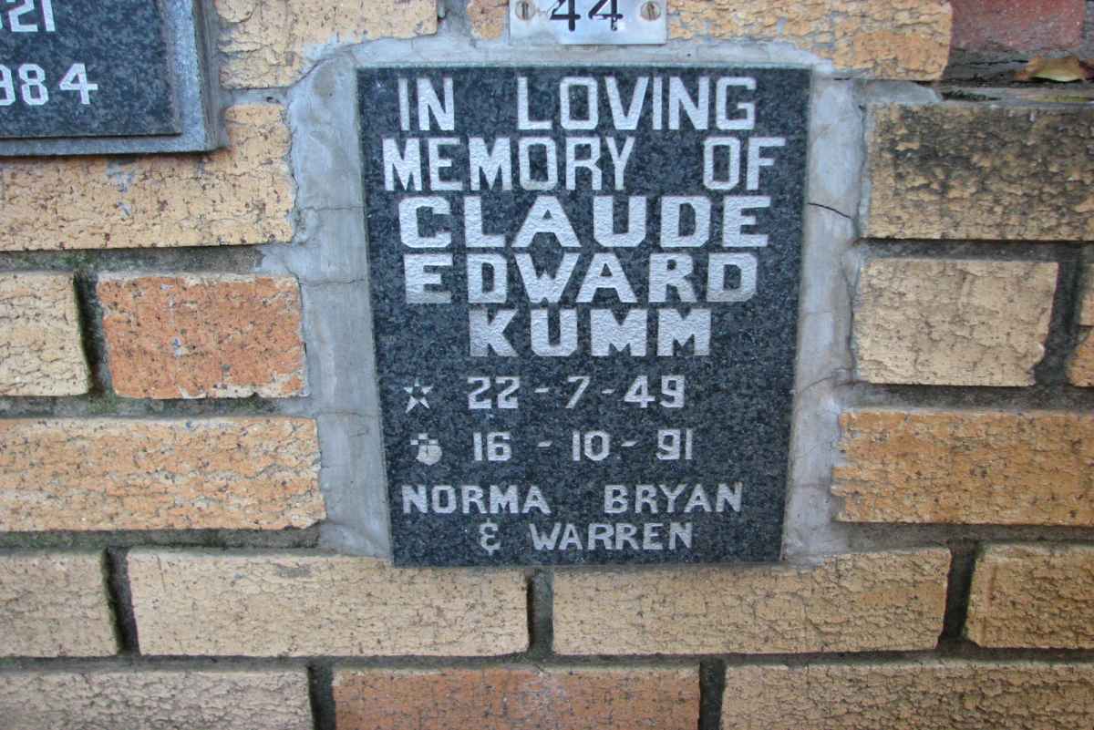 KUMM Claude Edward 1949-1991