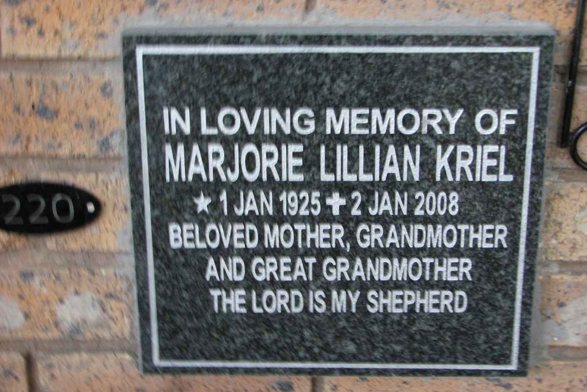 KRIEL Marjorie Lillian 1925-2008