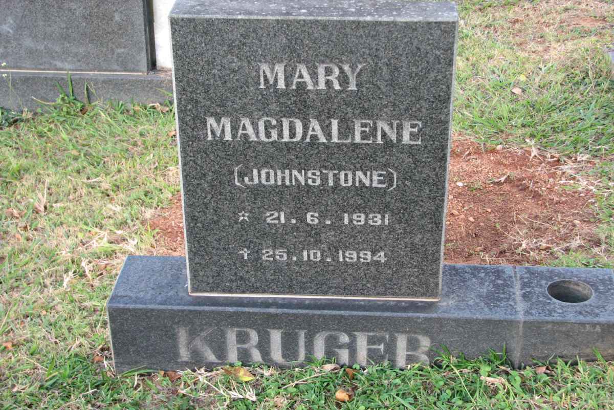 KRUGER Mary Magdalene nee JOHNSTONE 1931-1994