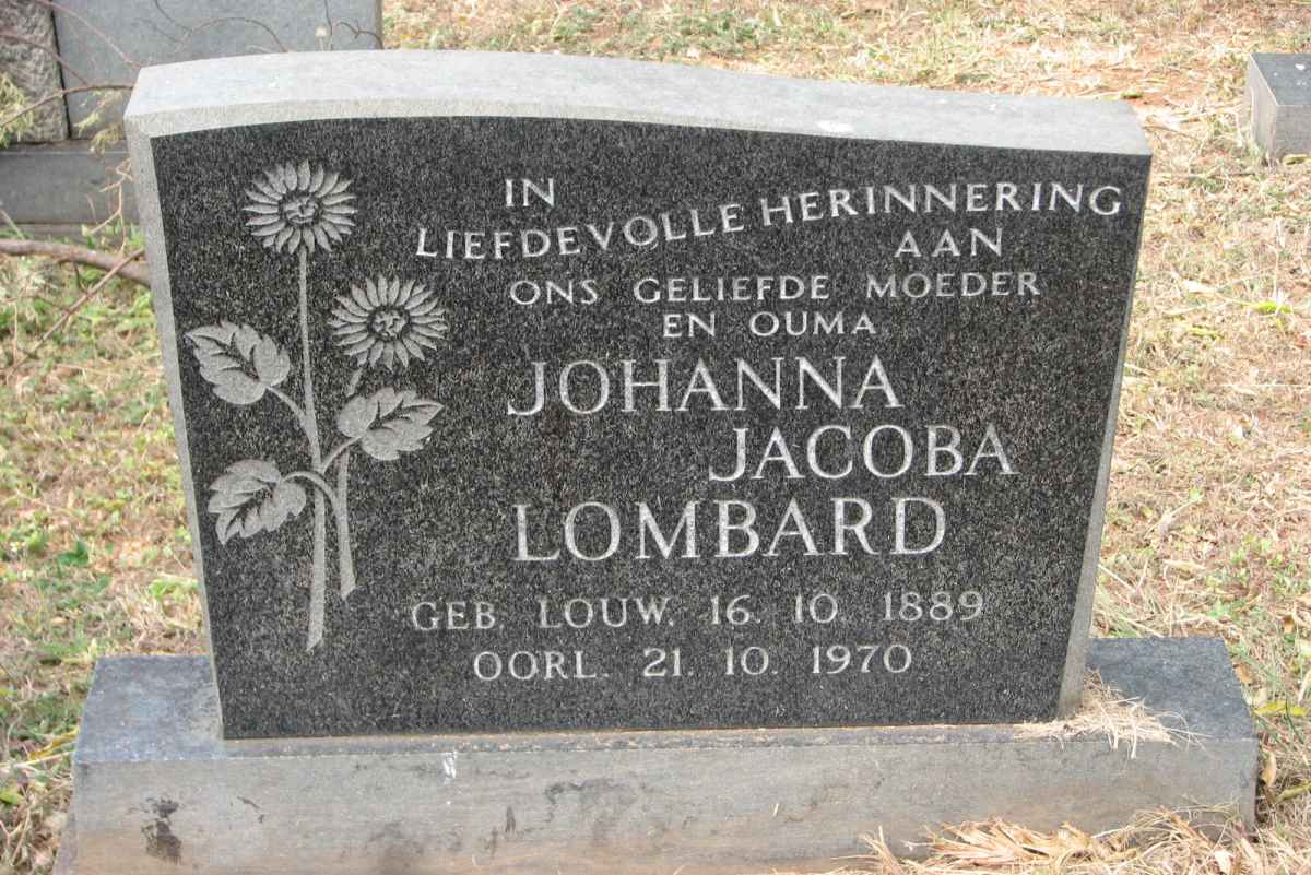 LOMBARD Johanna Jacoba nee LOUW 1889-1970