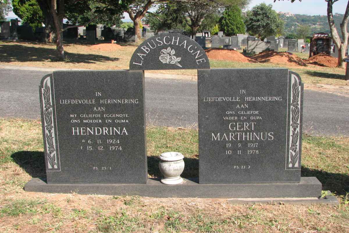LABUSCHAGNE Gert Marthinus 1917-1978 &amp; Hendrina 1924-1974