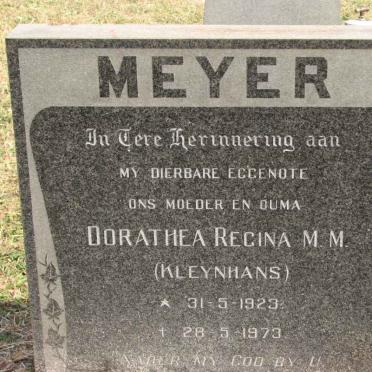 MEYER Dorathea Regina M.M. nee KLEYNHANS 1923-1973