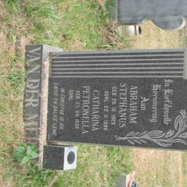 MERWE Abraham Stephanus, van der 1925-1988 &amp; Catharina Petronella 1932-