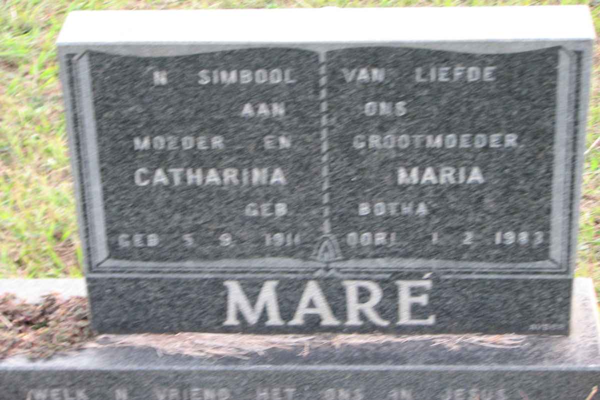MARÉ Catharina Maria nee BOTHA 1911-1983