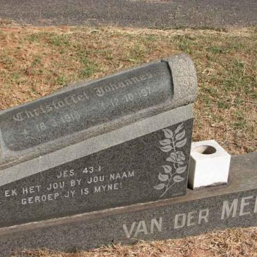MERWE Christoffel Johannes, van der 1918-1974