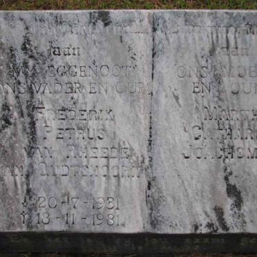 MARÉ Frederik Petrus Van Rheede van Oudtshoorn 1931-1981 &amp; Martha Catharina Joachomina