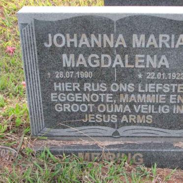 MEIRING Johanna Maria Magdalena 1922-1990