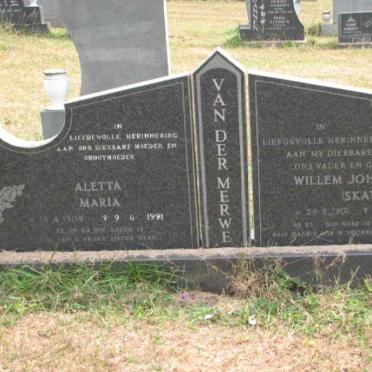 MERWE Willem Johannes, van der 1901-1987 &amp; Aletta Maria 1908-1991