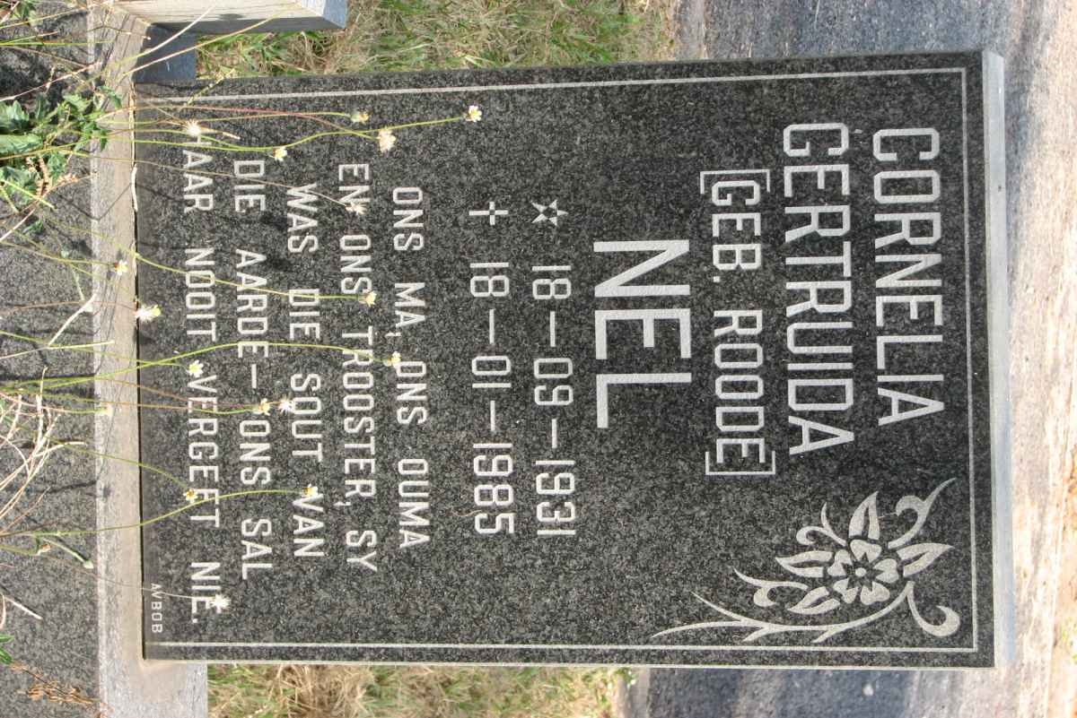 NEL Cornelia Gertruida nee ROODE 1931-1985