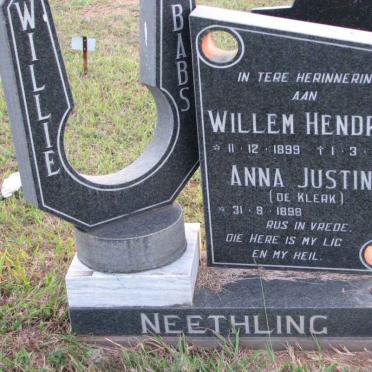 NEETHLING Willem Hendrik 1899-1983 &amp; Anna Justina De KLERK 1898-