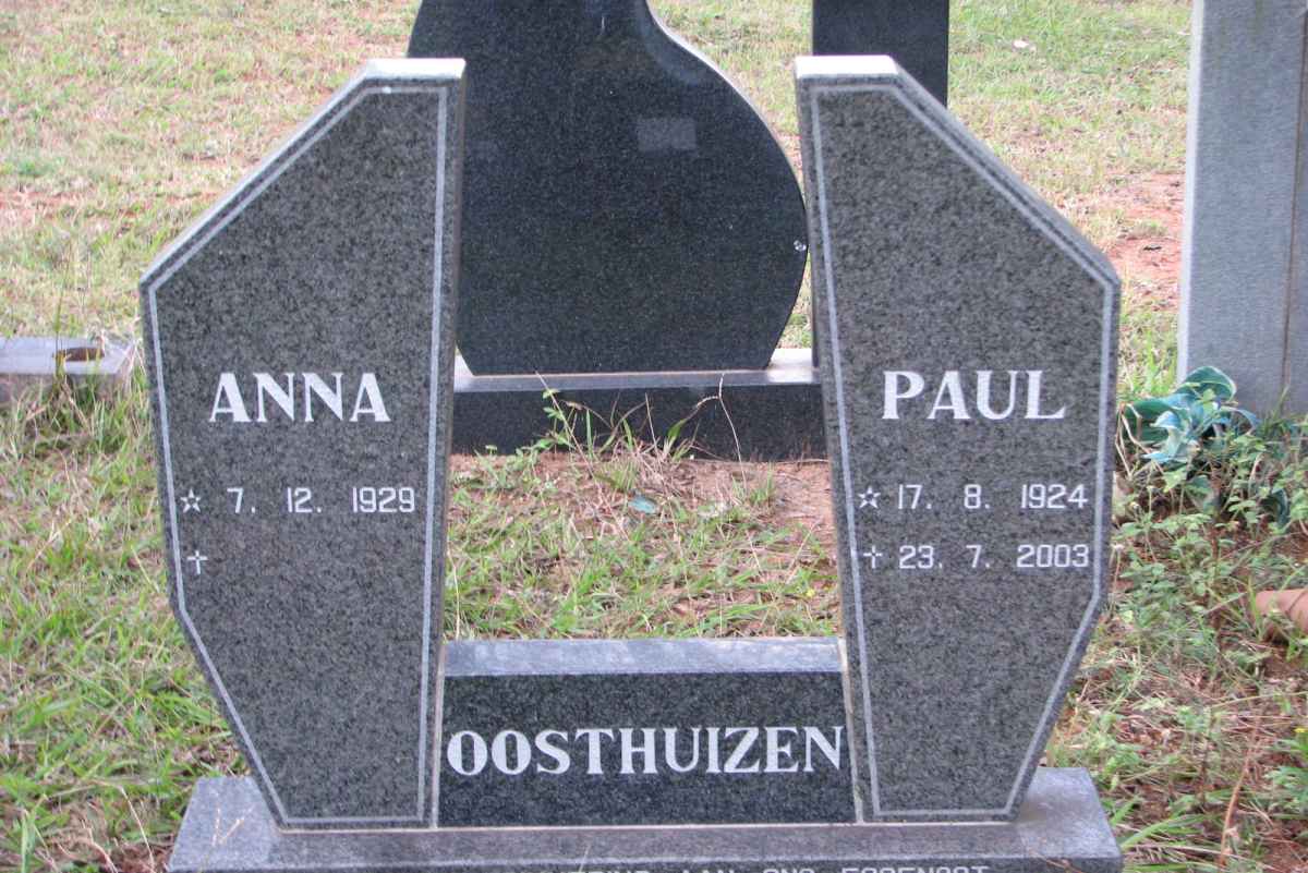 OOSTHUIZEN Paul 1924-2003 &amp; Anna 1929-