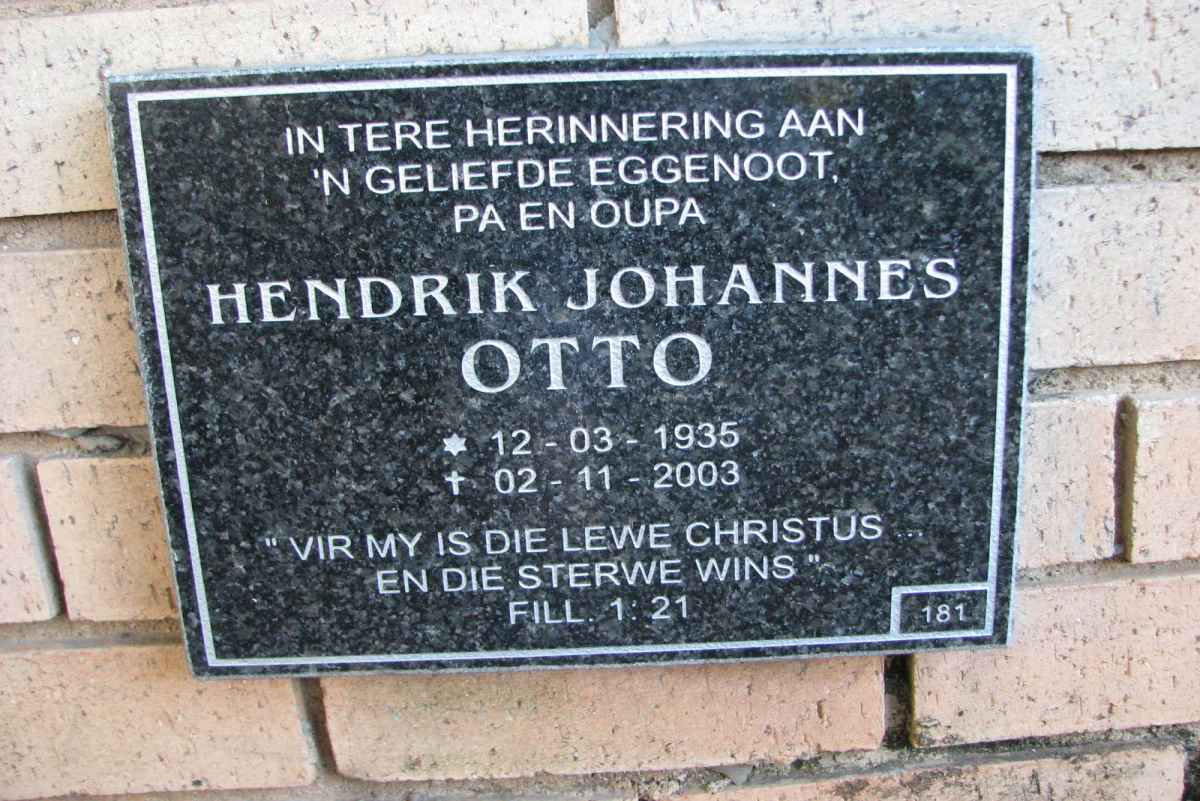 OTTO Hendrik Johannes 1935-2003