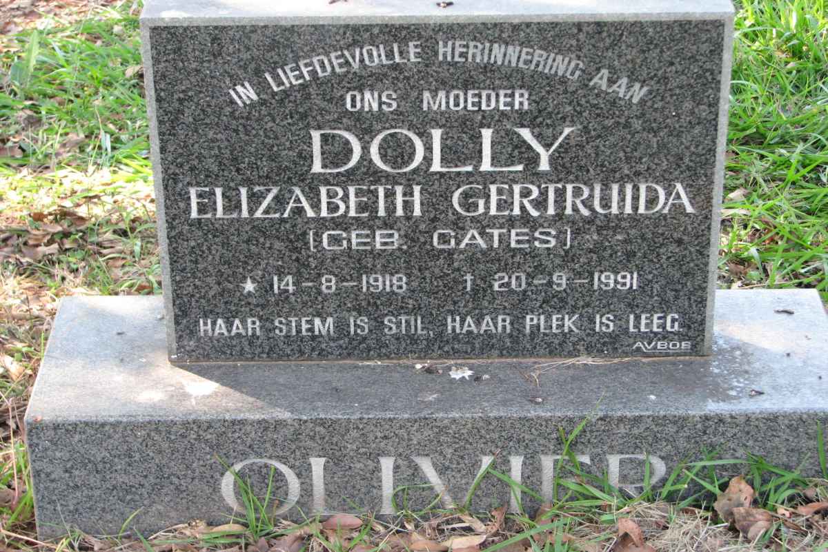 OLIVIER Elizabeth Gertruida nee GATES 1918-1991