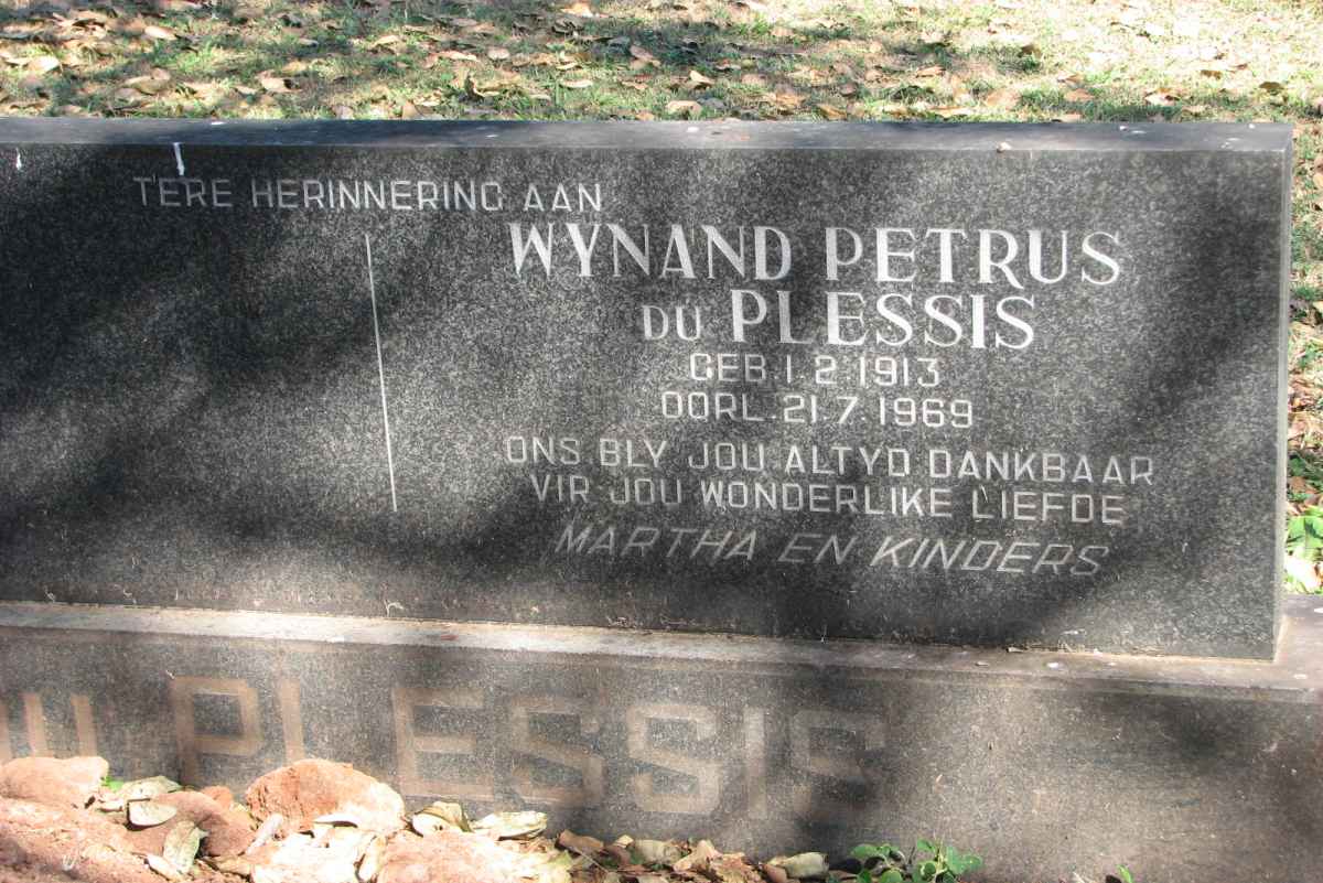 PLESSIS Wynand Petrus, du 1913-1969