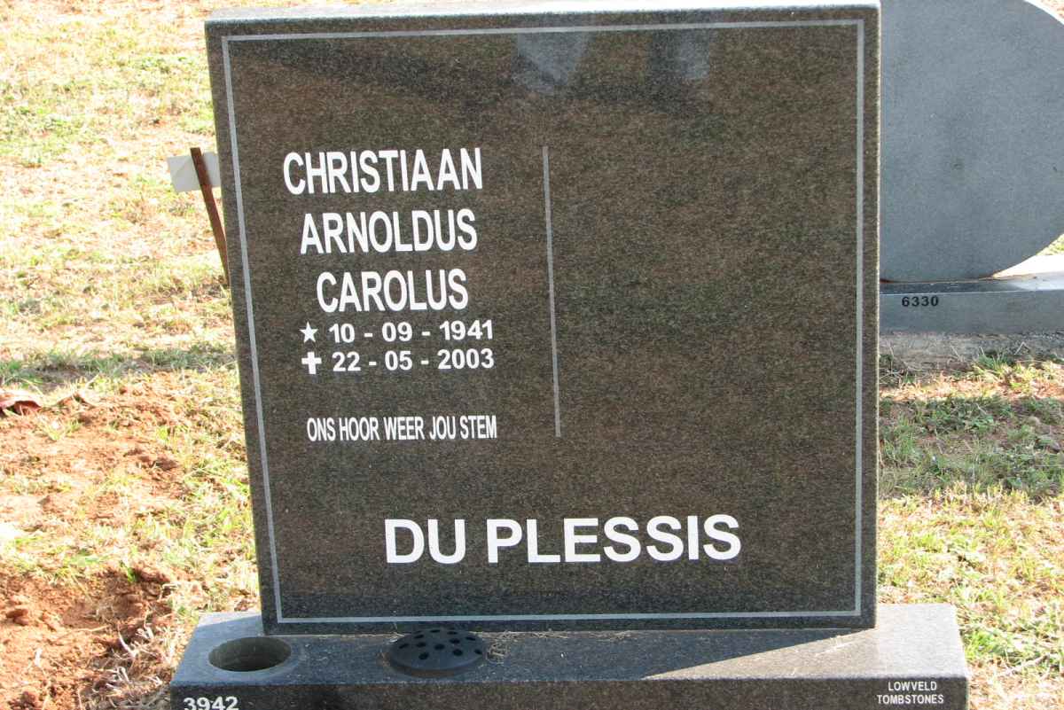 PLESSIS Christiaan Arnoldus Carolus, du 1941-2003
