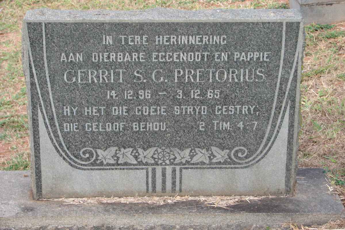 PRETORIUS Gerrit S.C. 1896-1965