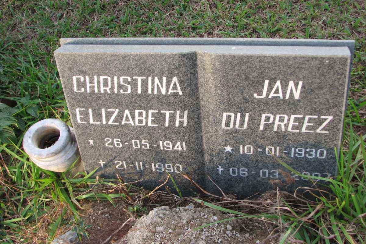 PREEZ Jan, du 1930-2007 &amp; Christina Elizabeth 1941-1990