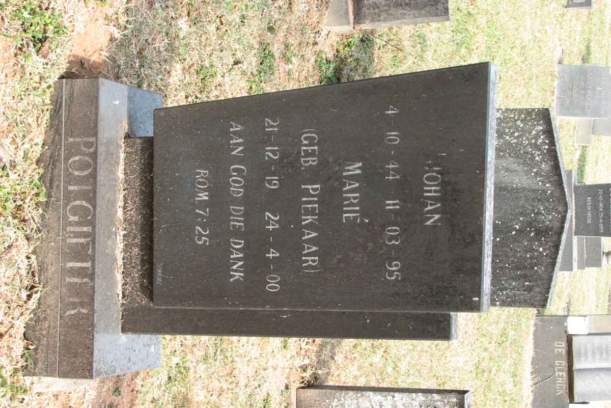 POTGIETER Johan 1944-1995 &amp; Marié PIEKAAR 1919-2000