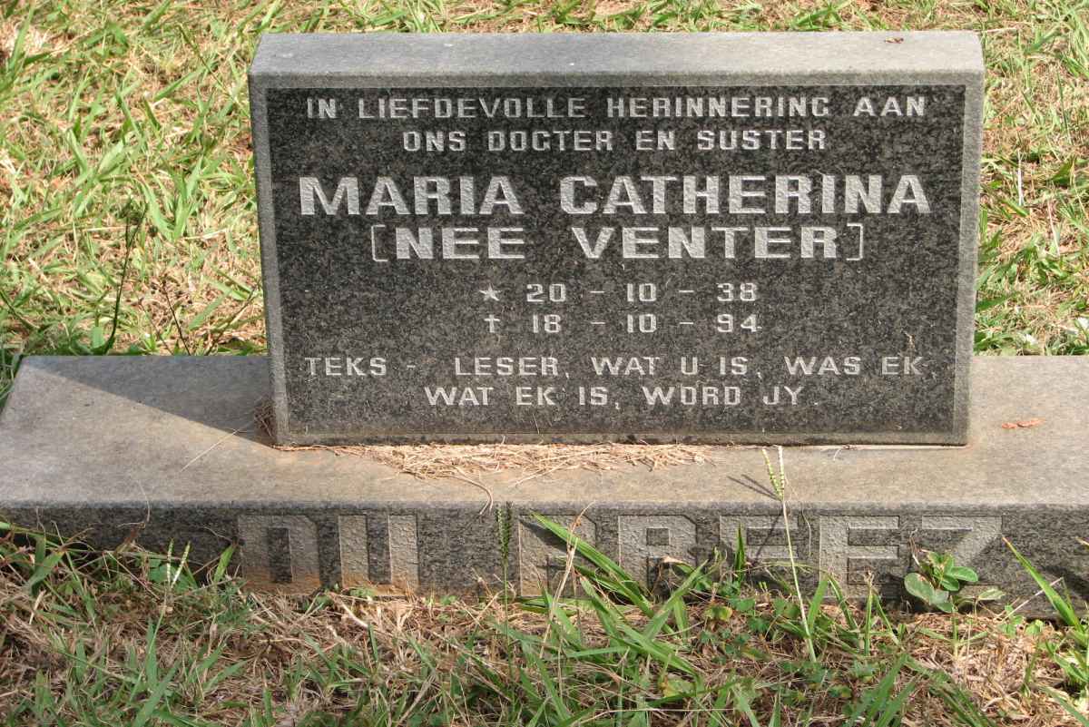 PREEZ Maria Catherina, du nee VENTER 1938-1994