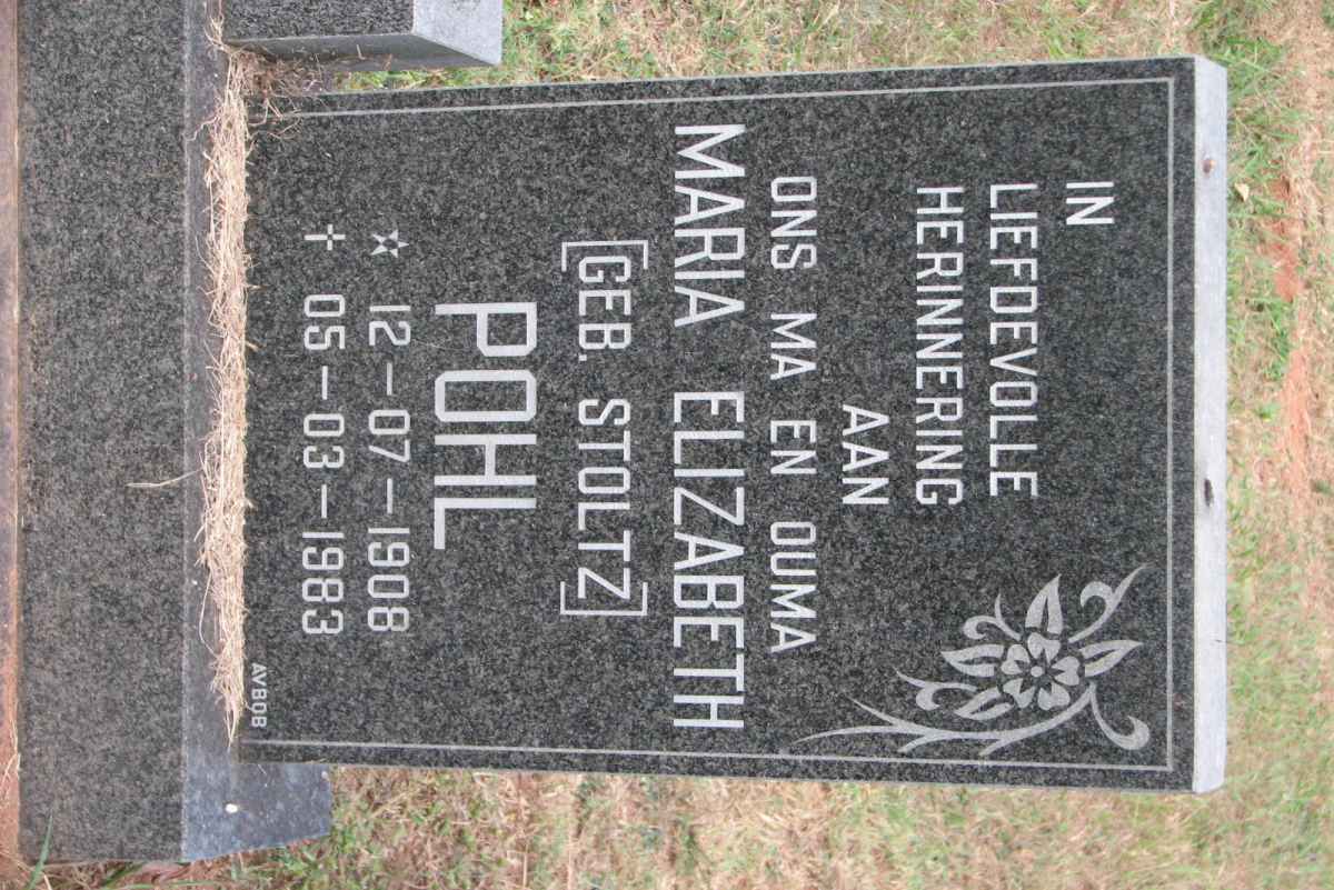 POHL Maria Elizabeth nee STOLTZ 1908-1983