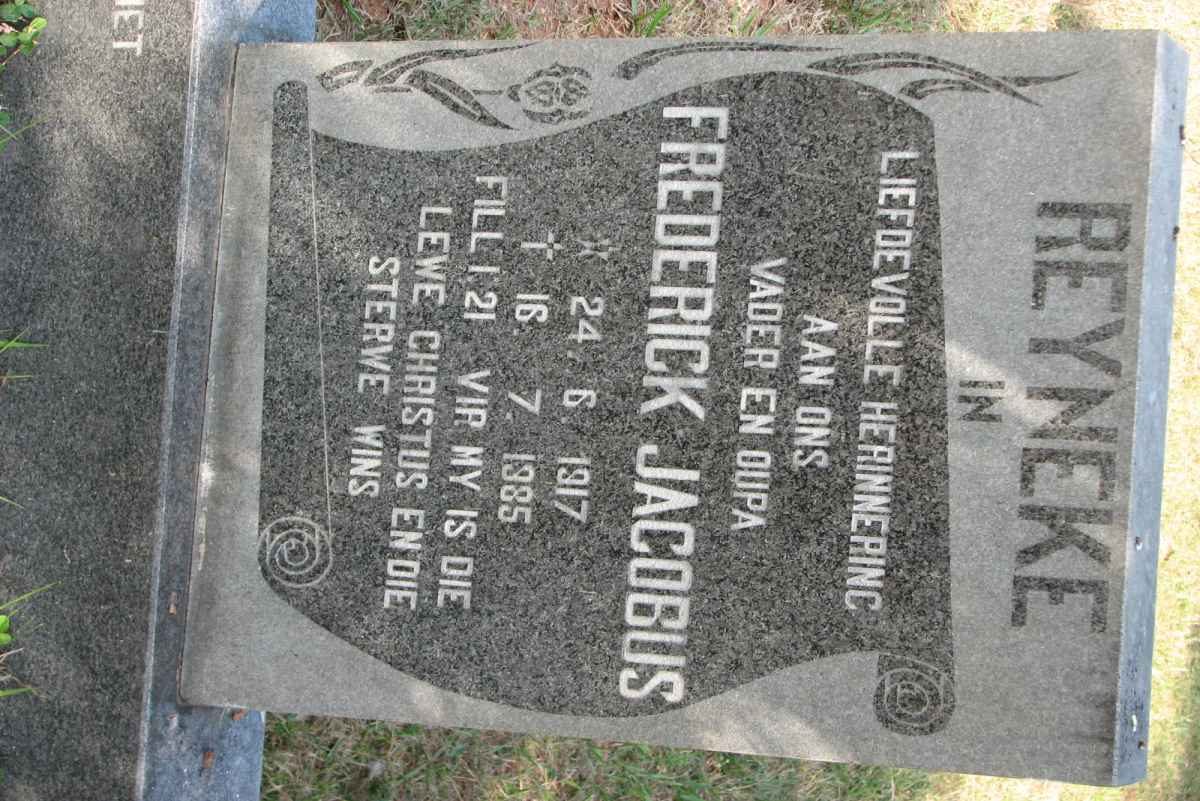 REYNEKE Frederick Jacobus 1917-1985