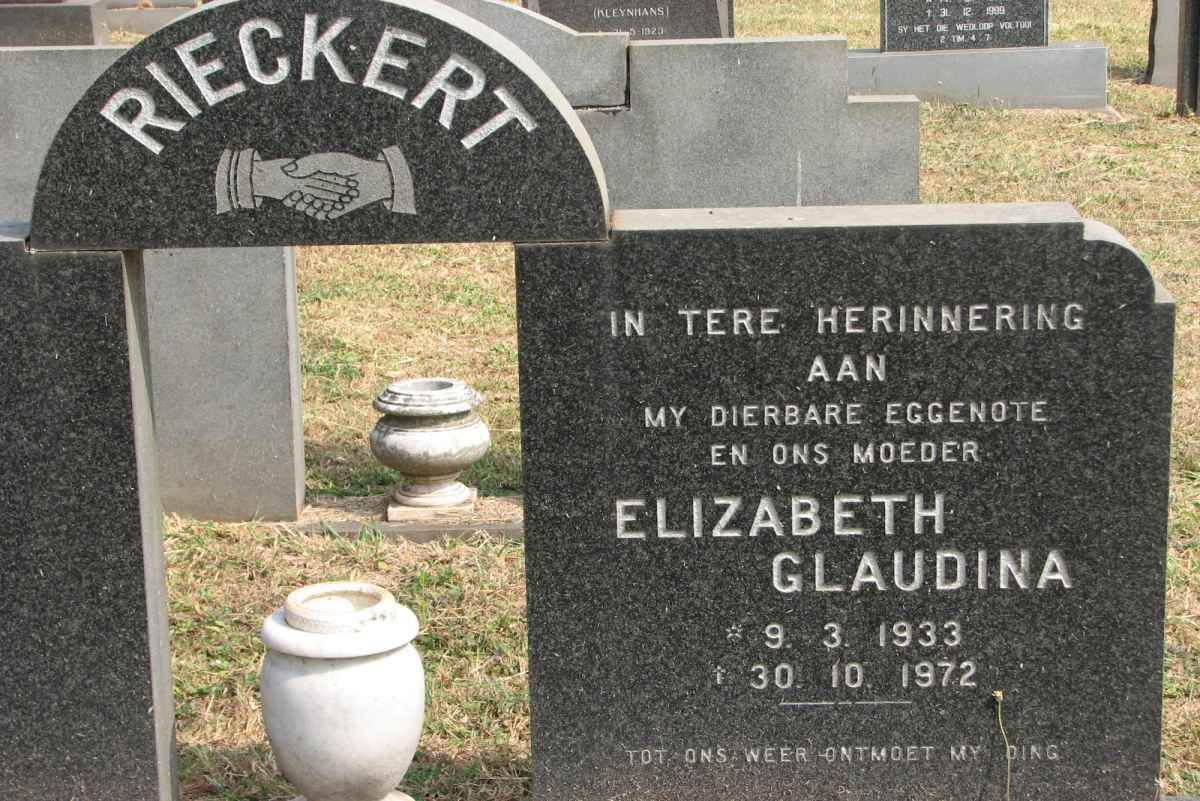 RIECKERT Elizabeth Glaudina 1933-1972