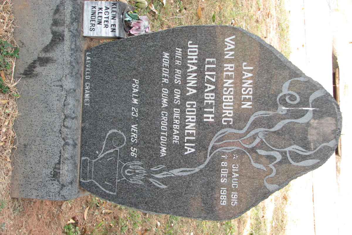 RENSBURG Elizabeth Johanna Cornelia, Jansen van 1915-1989