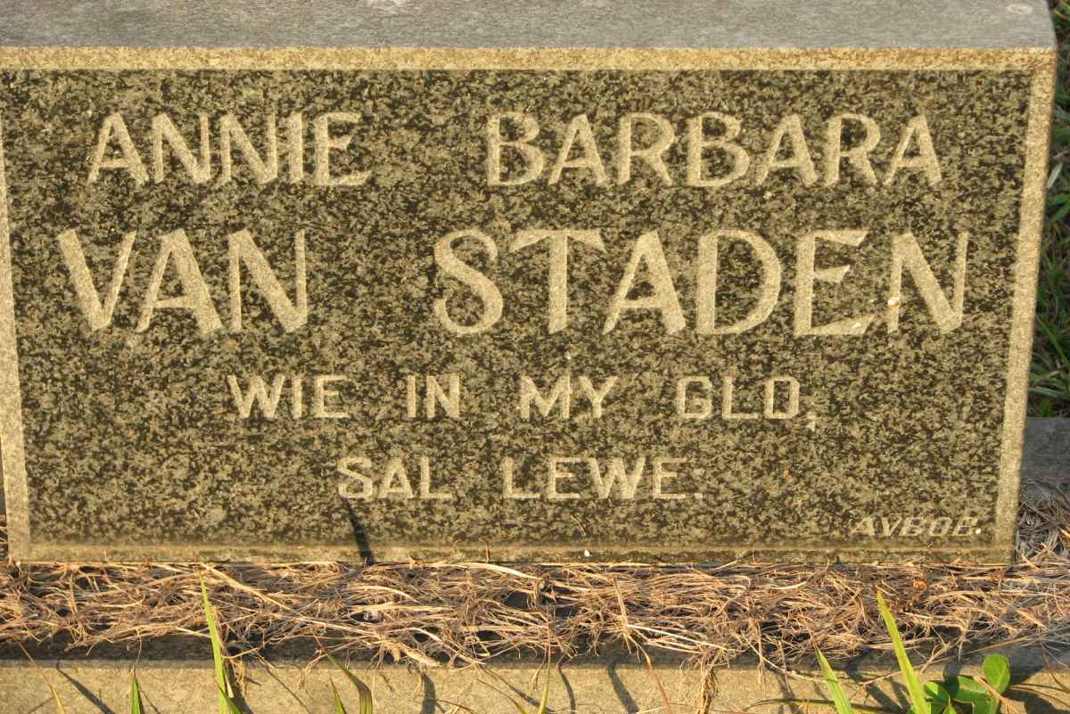 STADEN Annie Barbara, van