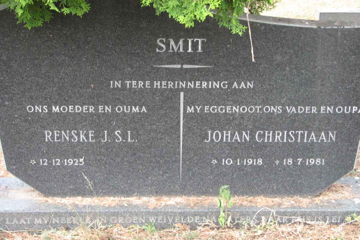 SMIT Johan Christiaan 1918-1981 &amp; Renske J.S.L. 1925-