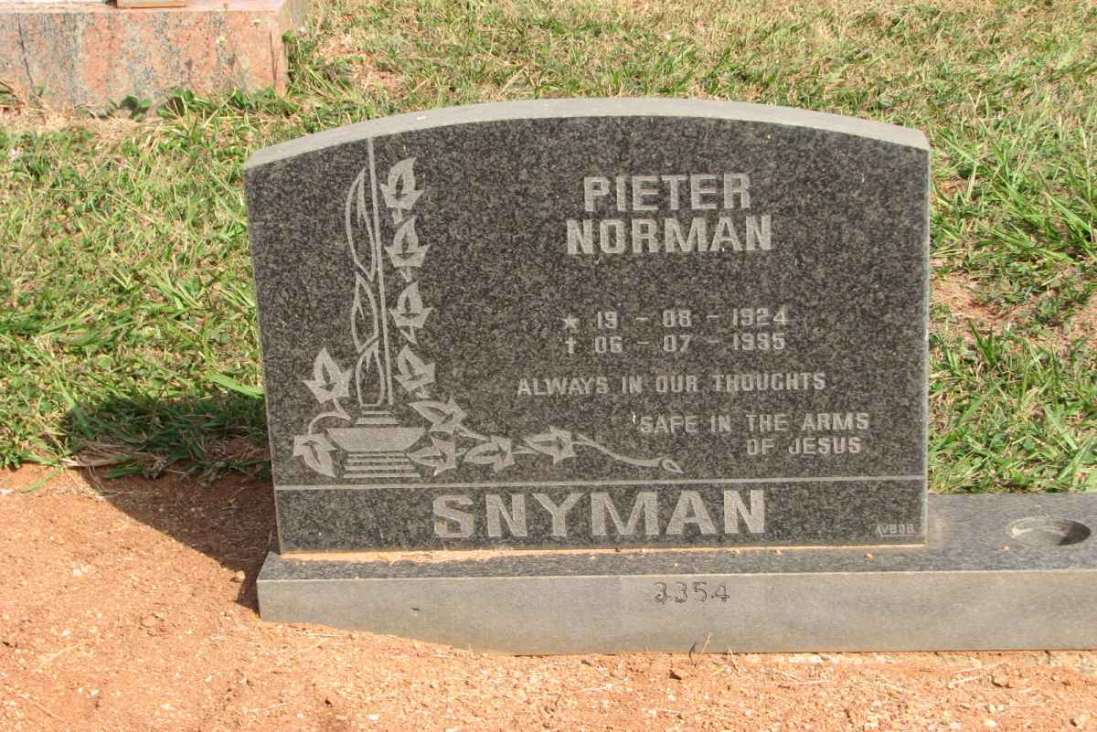 SNYMAN Pieter Norman 1924-1985