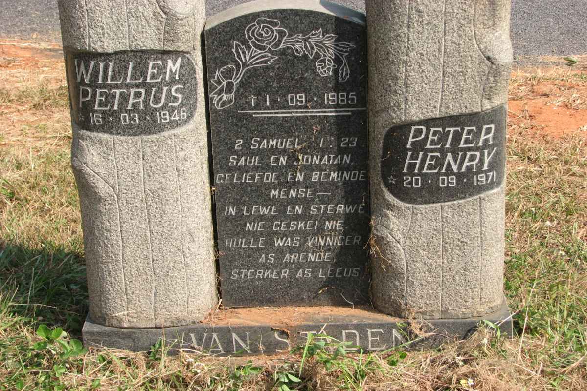 STADEN Willem Petrus, van 1946-1985 :: VAN STADEN Peter Henry 1971-1985