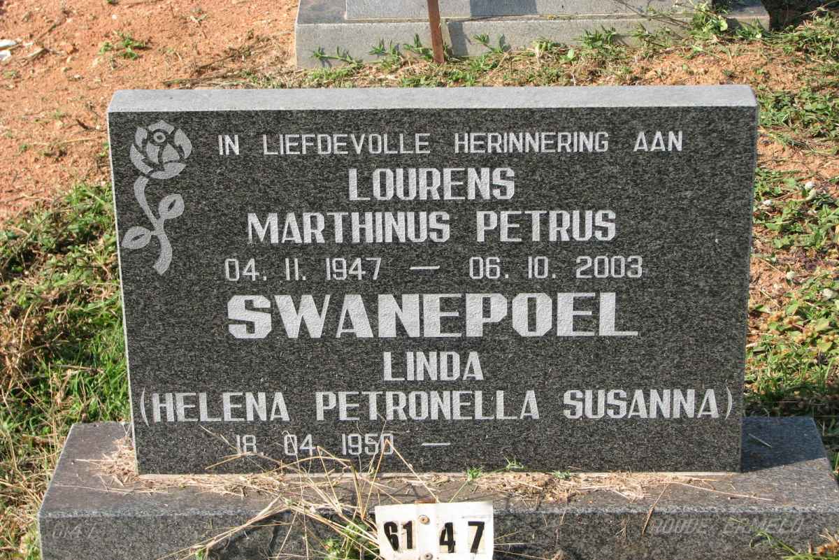 SWANEPOEL Lourens Marthinus Petrus 1947-2003 &amp; Helena Petronella Susanna 1950-