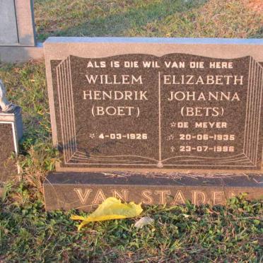 STADEN Willem Hendrik, van 1926-  &amp; Elizabeth Johanna DE MEYER 1935-1996