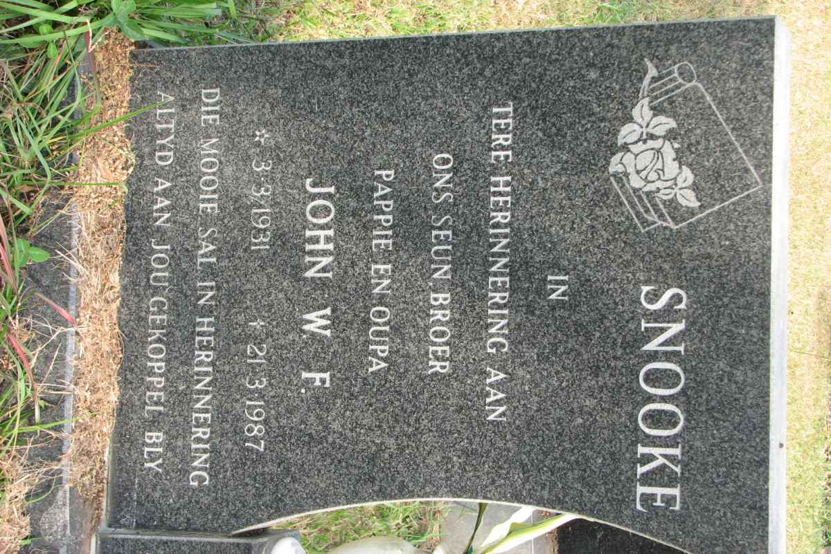 SNOOKE John W.F. 1931-1987
